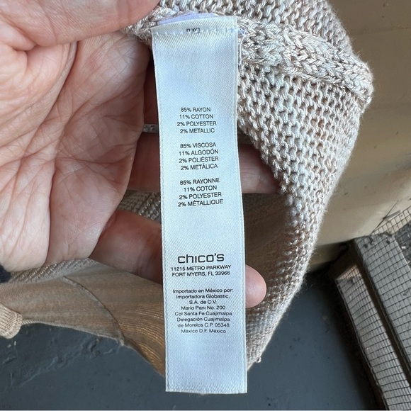 Chico's Kennedy Striped Cardigan - Women's Size 0 (Small) Neutral Knitted - Picture 4 of 5